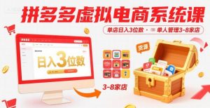 拼多多虚拟电商系统课,单店日入3位数,单人可管理3-8家店【附货源】-互联网资源大全网