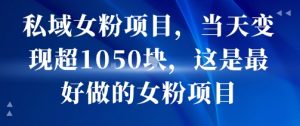 私域女粉项目，当天变现超1k，这是最好做的女粉项目，可放大操作-互联网资源大全网