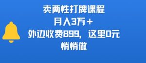 卖两性打牌课程，月入3W+外边收费899的课程，这里0元，悄悄做-互联网资源大全网