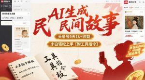 AI生成民间故事,头条号5天1k+,小白轻松上手【附工具指令】-互联网资源大全网