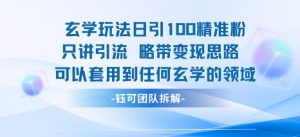 玄学玩法日引100精准粉只讲引流略带变现思路可以套用到任何玄学的领域-互联网资源大全网