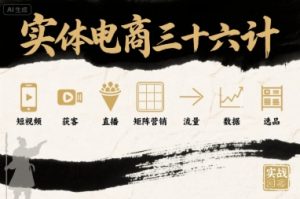 实体电商三十六计,短视频-获客-直播-矩阵营销-流量-数据-选品-第一资源库