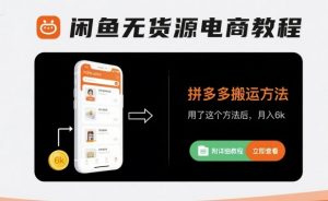 闲鱼无货源电商教程，拼多多搬运方法，用了这个方法后，月入6k(附详细教程)-互联网资源大全网