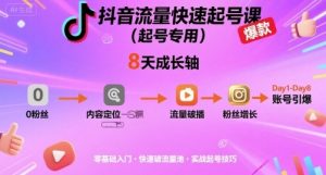 抖音流量快速起号课(起号专用),8天带你做爆自己的账号-第一资源库