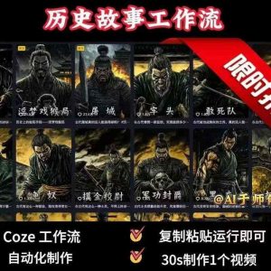 COZE扣子工作流一键生成历史人物一生的视频,复制粘贴运行即可,30s制作1个视频-互联网资源大全网