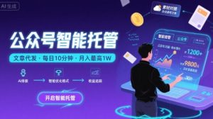 【公众号托管 】我提供文章,你复制发布,每天10分钟,最高躺入1W【揭秘】-第一资源库