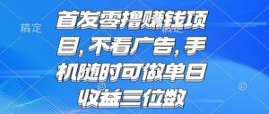首发零撸挣钱项目 不看广告 手机随时可做 单日收益三位数【揭秘】-互联网资源大全网