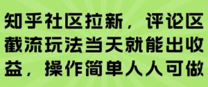 知乎社区拉新，评论区截流玩法当天就能出收益，操作简单人人可做-互联网资源大全网