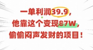 一单利润39.9，有人靠这个变现几十个，偷偷闷声发财的项目-互联网资源大全网