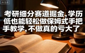 考研细分赛道掘金，日入1k+，学历低也能轻松做保姆式手把手教学，不做真的亏大了【揭秘】-互联网资源大全网