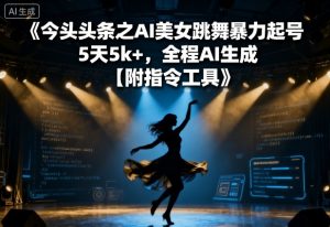 今日头条之AI美女跳舞暴力起号,5天1k+,全程AI生成【附指令工具】-互联网资源大全网