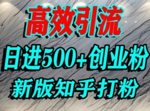 怎么打创业粉，知乎超高权重流量平台，打粉引流，日进500+精准创业粉不是问题-互联网资源大全网