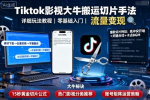 Tiktok影视大牛搬运切片手法，详细玩法教程-互联网资源大全网