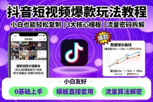 抖音短视频爆款玩法教程,小白也能轻松复制-互联网资源大全网