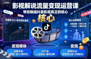 影视解说流量变现运营课,带你触碰抖音影视真正的核心-互联网资源大全网