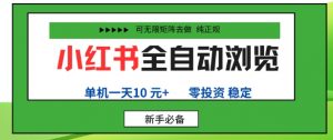 小红书全自动浏览项目，零投资，全程手机去跑，单账号一天10米+，可无限矩阵去做【揭秘】-互联网资源大全网