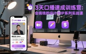 3天口播速成训练营，会搞钱的设计师IP系列实战课-第一资源库