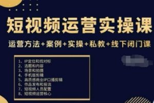 短视频运营实操课,运营方法+案例+实操+私教+线下闭门课-第一资源库