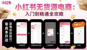 小红书无货源电商,入门到精通,开店+选品+笔记+剪辑+赛道+内容-互联网资源大全网