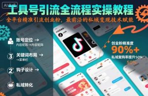 工具号引流全流程保姆级实操教程，全平台精准引流创业粉，最前沿的私域变现技术赋能-互联网资源大全网