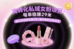 高转化私域女粉项目：每单稳賺29米，单日变现轻松破3张+最好做的女粉项目-互联网资源大全网