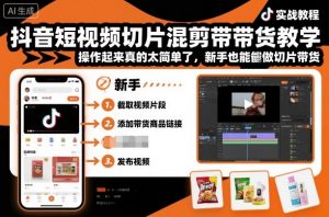 抖音短视频切片混剪带货教学,操作起来真的太简单了,新手也能做切片带货-互联网资源大全网