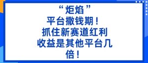 “炬焰”：平台撒钱期！抓住新赛道红利，5分钟二创内容，收益是其他平台几倍！-互联网资源大全网