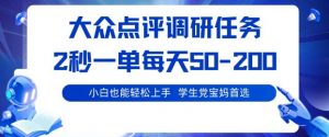 大众点评调研,电脑任务,2秒一单每天50-2张,学生党宝妈首选【揭秘】-互联网资源大全网