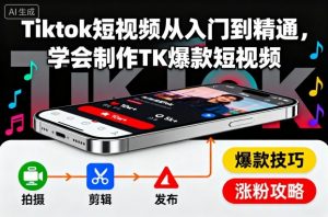 Tiktok短视频从入门到精通,学会制作TK爆款短视频-互联网资源大全网