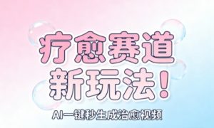 AI+疗愈+一键生成,一分钟一条素材,每天想要多少素材就多少素材,矩阵做,月入1W-互联网资源大全网
