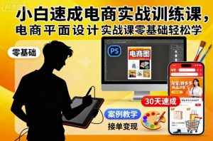 小白速成电商实战训练课,电商平面设计实战课零基础轻松学-第一资源库