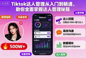 Tiktok达人管理从入门到精通,助你全面掌握达人管理秘籍-第一资源库