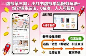虚拟第三期:小红书虚拟单品服务玩法+细分铺货玩法,0成本,人人可操作-互联网资源大全网