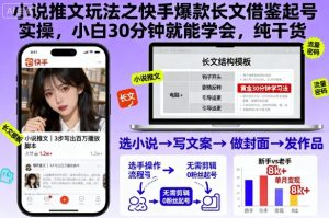 小说推文玩法之快手爆款长文借鉴起号实操,小白30分钟就能学会,纯干货-互联网资源大全网