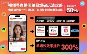 视频号直播间单品爆破玩法攻略，像素级拆解一个门槛低，容易复制到直播间玩法-互联网资源大全网
