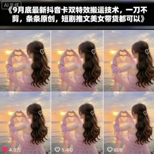 9月底最新抖音卡双特效搬运技术，一刀不剪，条条原创，短剧推文美女带货都可以-互联网资源大全网