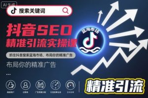 抖音SEO精准引流实操课，抓住抖音搜索蓝海市场，布局你的精准广告-第一资源库