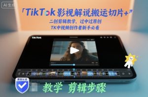 TikTok影视解说搬运切片+二创剪辑教学，过中过原创，TK中视频创作者新手必看-互联网资源大全网