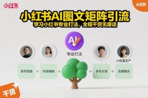 小红书AI图文矩阵引流，学习小红书专业打法，全程干货无废话-互联网资源大全网