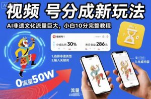 视频号分成新玩法,AI非遗文化流量巨大,小白10分钟搞定,完整教程-互联网资源大全网