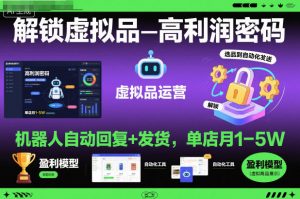 解锁虚拟品高利润密码:机器人自动回复+发货,单店月1-5W【揭秘】-互联网资源大全网