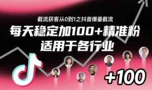 截流获客从0到1之抖音爆量截流,每天稳定加100+精准粉,适用于各行业-互联网资源大全网