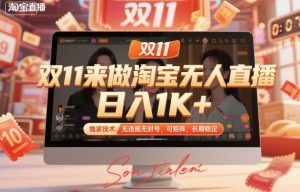 双11来做淘宝无人直播,日入1K+,独家技术,无违规无封号,可矩阵,长期稳定【揭秘】-互联网资源大全网