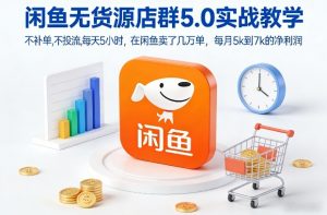 闲鱼无货源店群5.0实战教学,不补单,不投流,每天5小时,在闲鱼卖了几万单,每月5k到7k的净利润-第一资源库