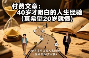付费文章:40岁才明白的人生经验(真希望20岁就懂)-第一资源库