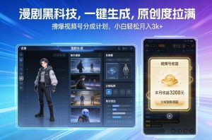 漫剧黑科技,一键生成,原创度拉满,撸爆视频号分成计划,小白轻松月入3k+-第一资源库