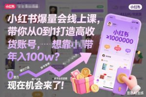 小红书爆量会线上课，带你从0到1打造高收益带货账号，想靠小红书带货年入100w？现在机会来了！-第一资源库